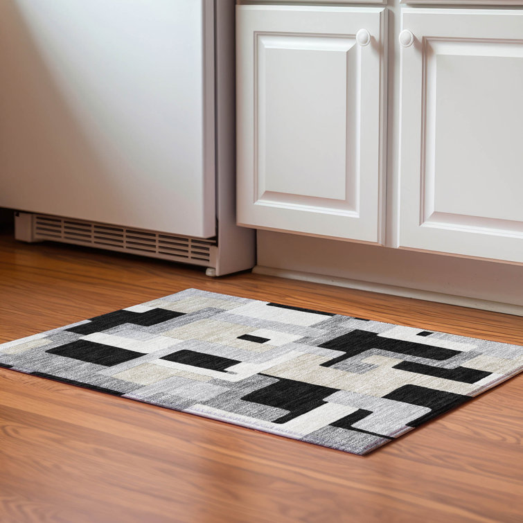 Premium Machine Washable Prisco Black Rug