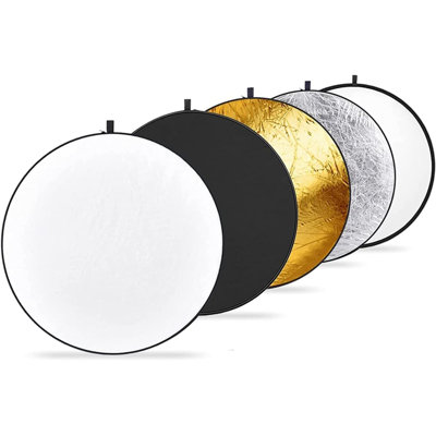 Professional 5-In-1 Collapsible Light Reflector Diffuser For Studio And Outdoor Photography - Translucent, Silver, Gold, White, And Black Surfaces
