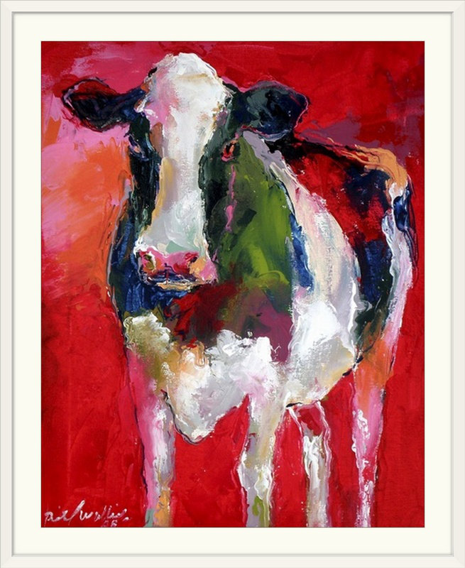 " Cow ", 38" H x 32" W x 1" D, White Frame