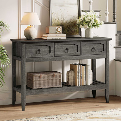 Rustic Entryway Table With Large Storage Space