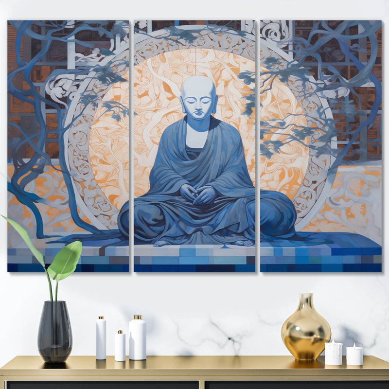 «Meditation Bouddha Meditation Retro Illustration - Bouddhisme», ensemble de reproductions d'art mural