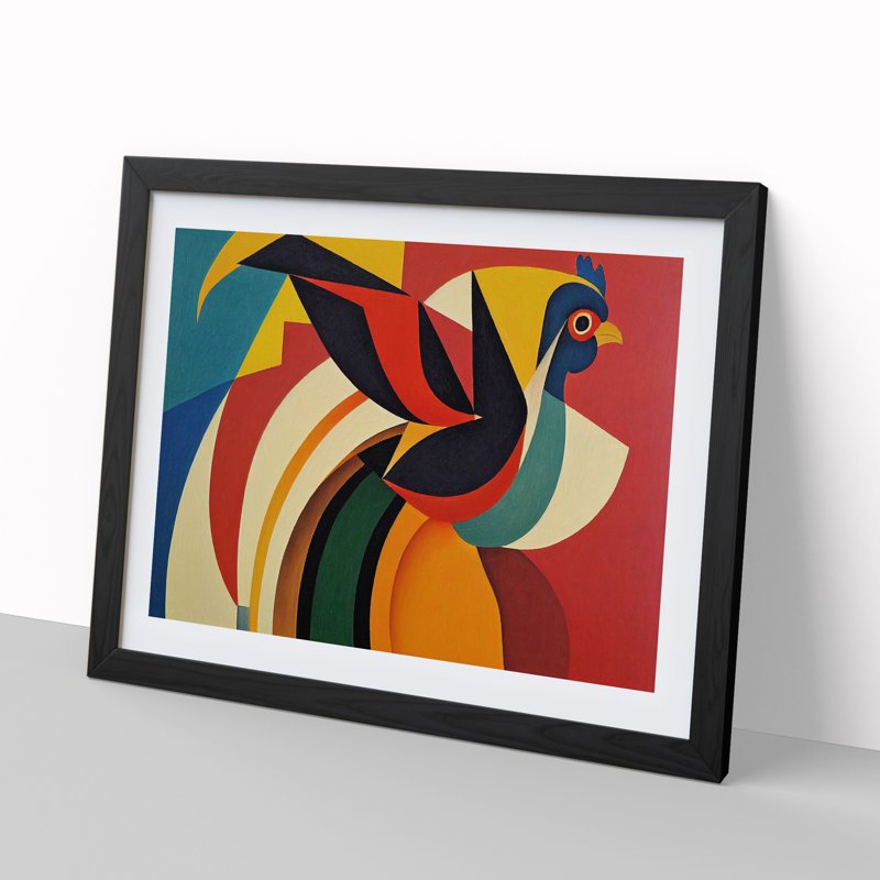 Rooster Abstract Vol.3 - Single Picture Frame Print, Black Framed, 46cm H x 64cm W x 2cm D