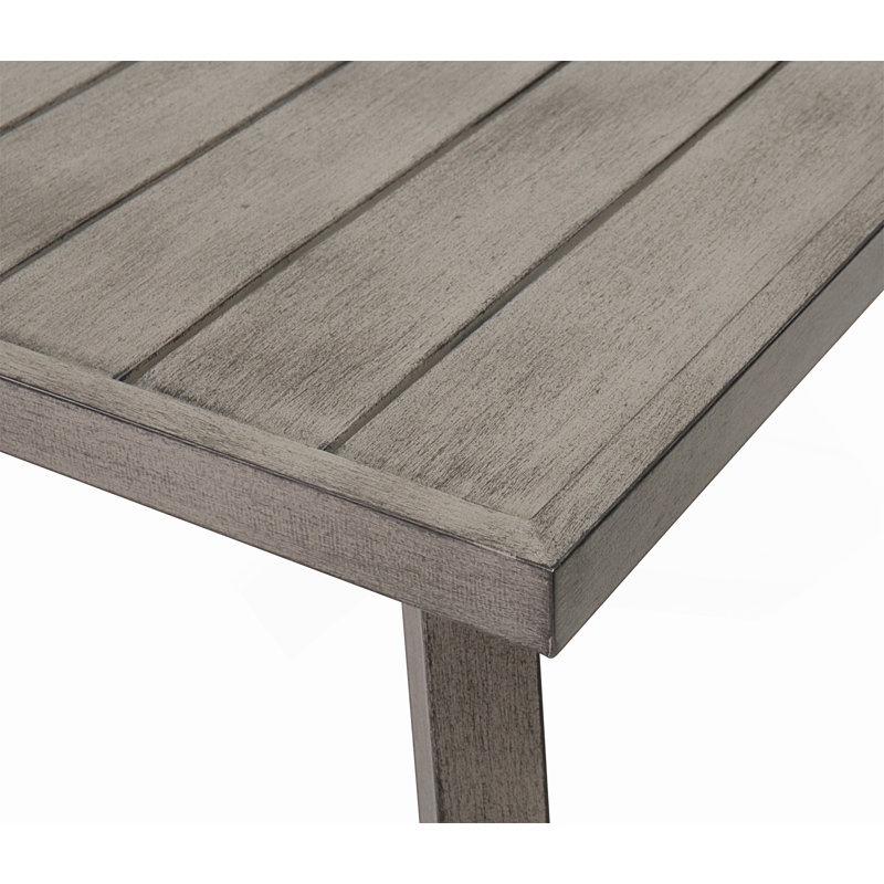 Table de salle à manger pliante en fer résistante aux intempéries avec plateau à lattes pour le patio et le jardin