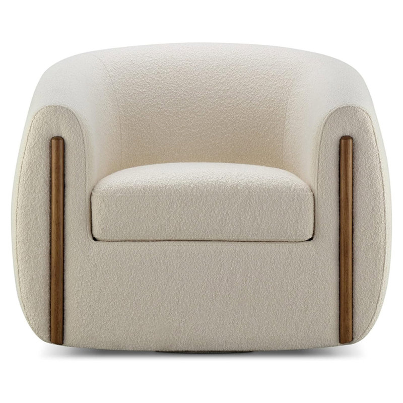Fauteuil demi-tonneau pivotant l 36,6 po Botzow, Mélange de polyester beige