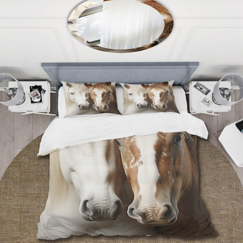 Ensemble de housse de couette animaux blanc et brun Dynamic Duo V - microfibre de polyester