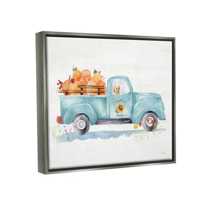 " Sunflower Market Pumpkin Truck " by Katrina Pete Painting Print