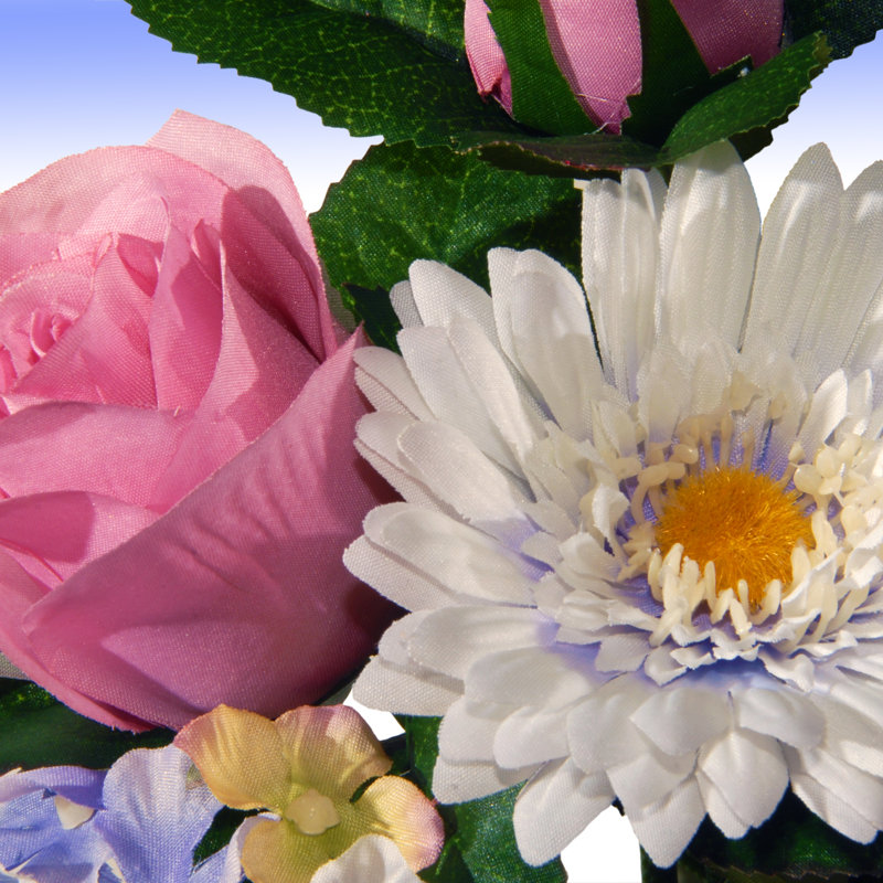 33" Spring Flowers Swag, Pink/Blue/White