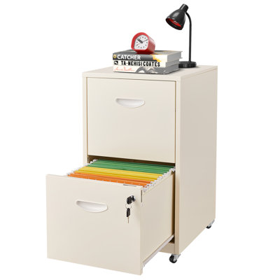 2 Drawer Mobile File Cabinet with Lock, Metal Filing Cabinets with Wheels, Vertical Rolling File Cabinet Fit Hanging Files, Letter and A4 Documents
