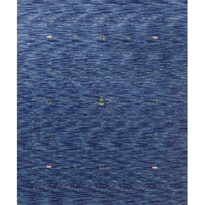 Tapis bleu fait à la main de style Gabbeh 5 x 5