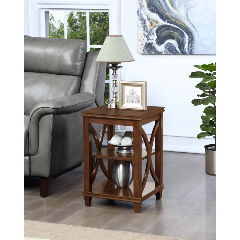 Table de bout haute avec rangement en bois massif Pettegrow 24 po, Espresso