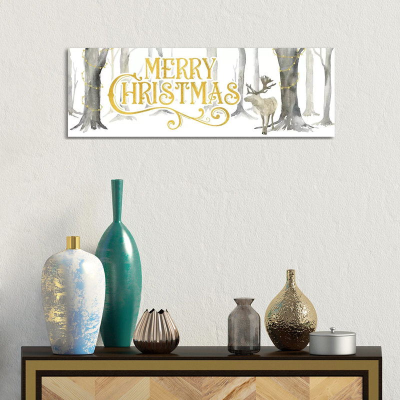 Christmas Forest Panel I-Merry Christmas by Tara Reed - Wrapped Canvas Panoramic Print