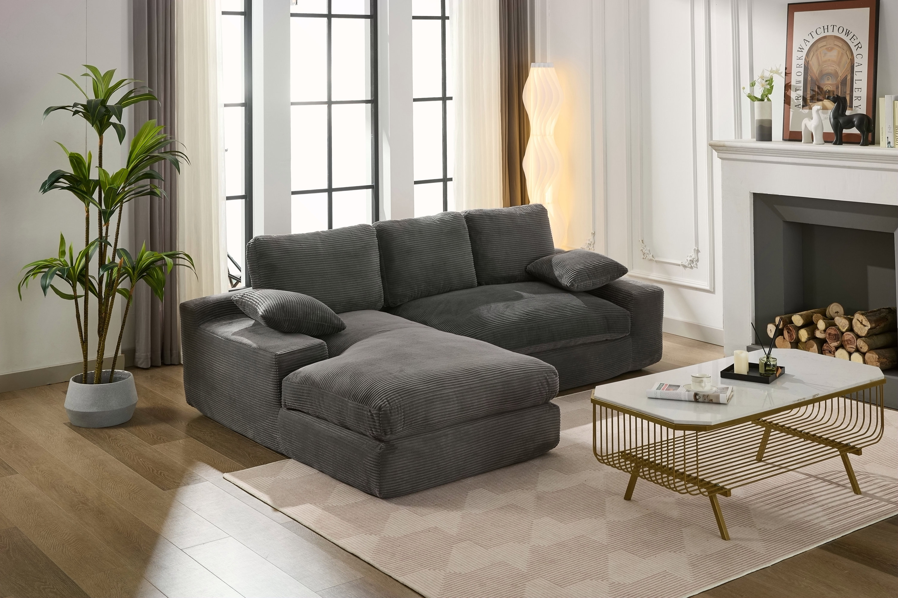 Mercer41 99*69" Modular Sectional Living Room Sofa Set, Modern ...