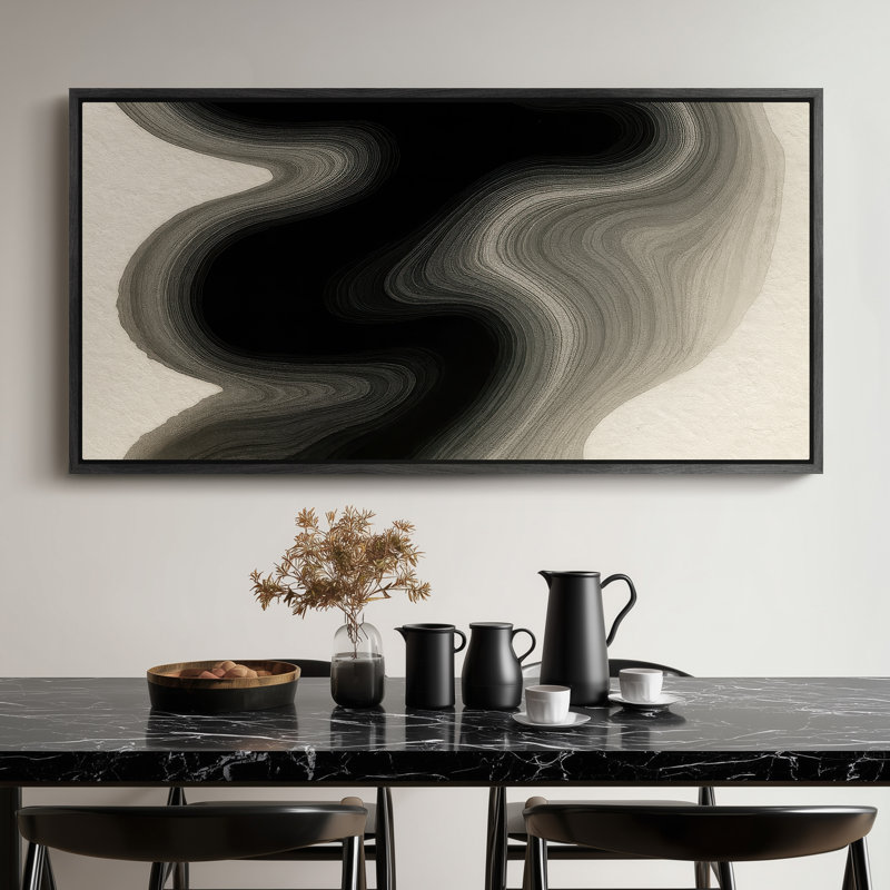 Très grand art mural rétro encadré pour art classique, H 30 po x l 60 po, Noir