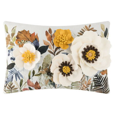 Decorative 3D Flower Throw Pillow Cover Accent Pillowcase 14 x 20 Inches