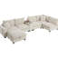 Canapé modulaire surdimensionné avec rangement mobile et console - 6 sièges, tissu chenille, larges coussins en mousse pure, siège pour porte-gobelet, poches amovibles,