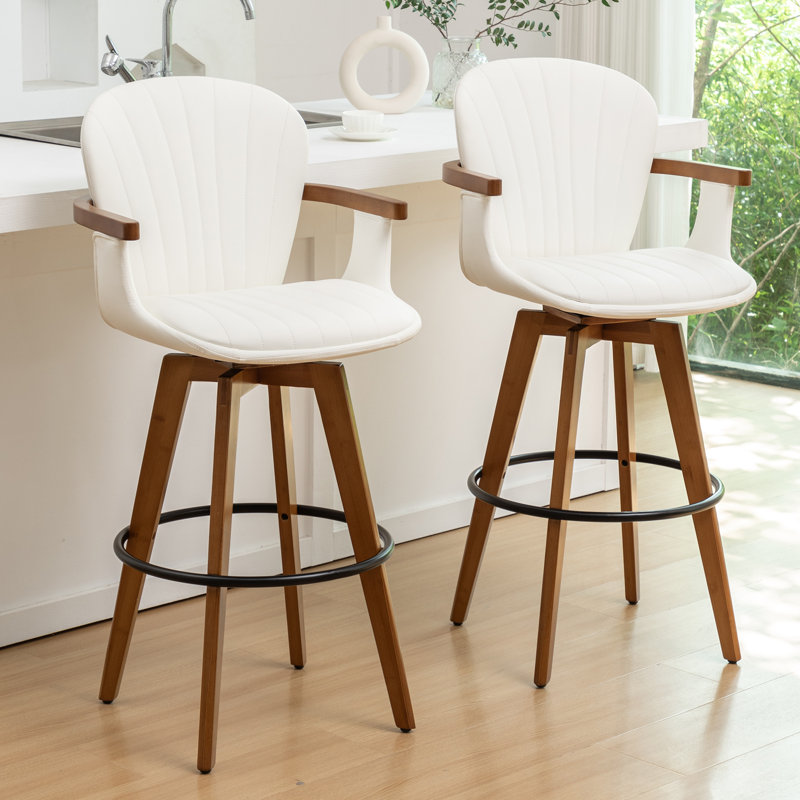 Kelsch Swivel Bar Stool, White, Bar Stool (76.2cm Seat Height)