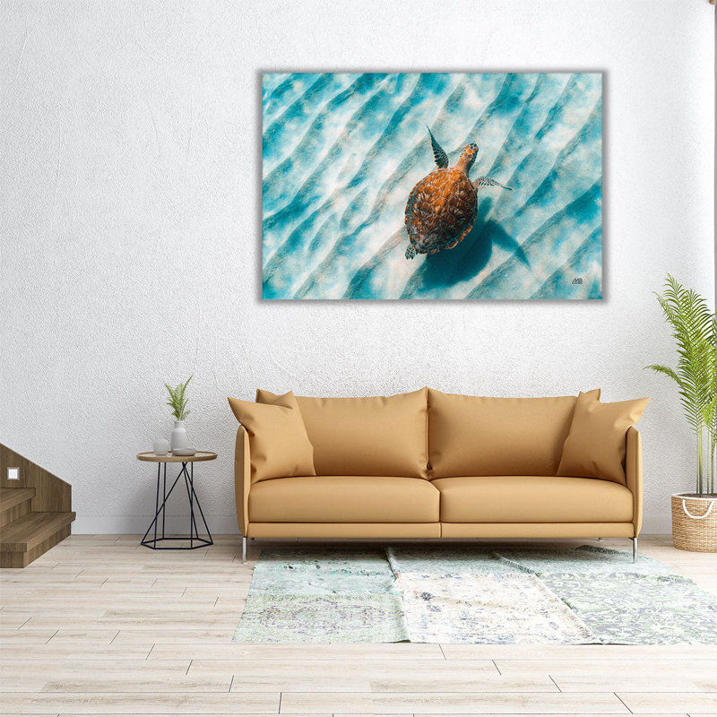 «Sandbar Sea Turtle II», reproduction d'art sur toile, H 32 po x l 48 po