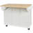 White Kitchen Island With Adjustable Shelves, Drop Countertop & 5 Rolling Wheels Stylish Shelves And Towel Holder-1897282130