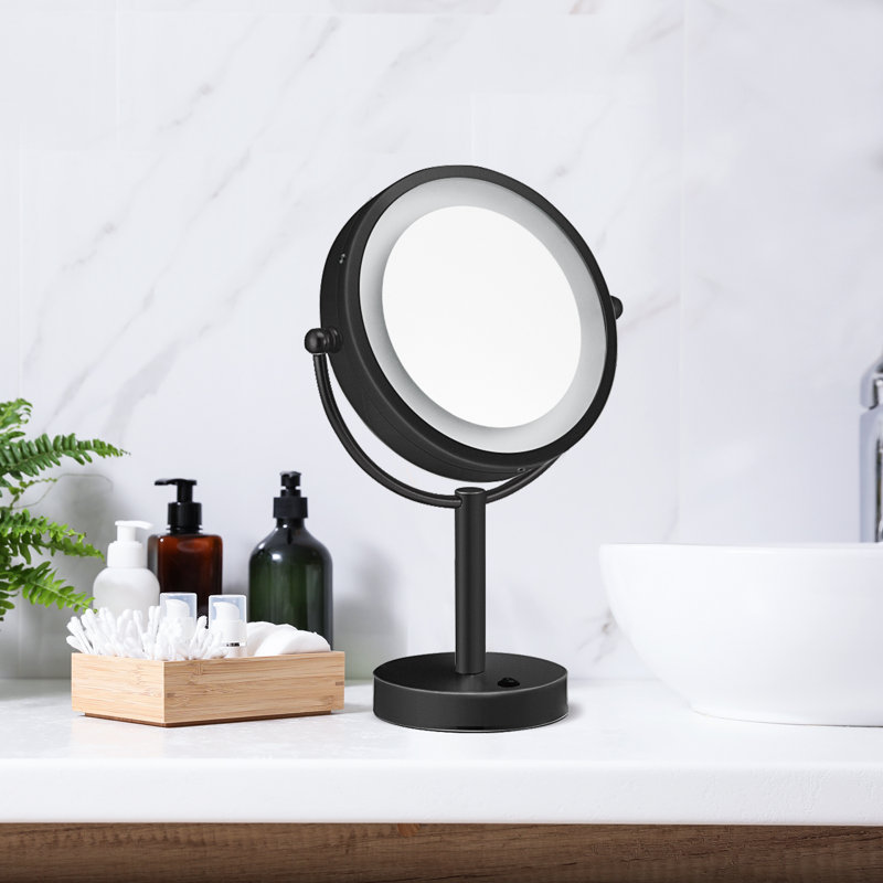Miroir autoportant lumineux 8,5 po - Noir mat, fabrication en laiton de qualité supérieure, Noir mat