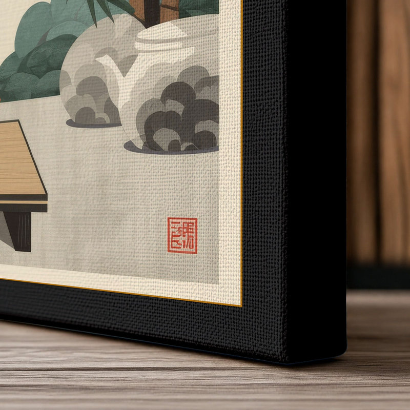 Still Life in Green Japandi - Wrapped Canvas, 30x20 - 76.2 x 50.8 cm, Black Border