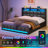 Jilissa Upholstered Bookcase Lift Up Storage Bed with Charging Station and RGB LED Lights-688655812-688655815