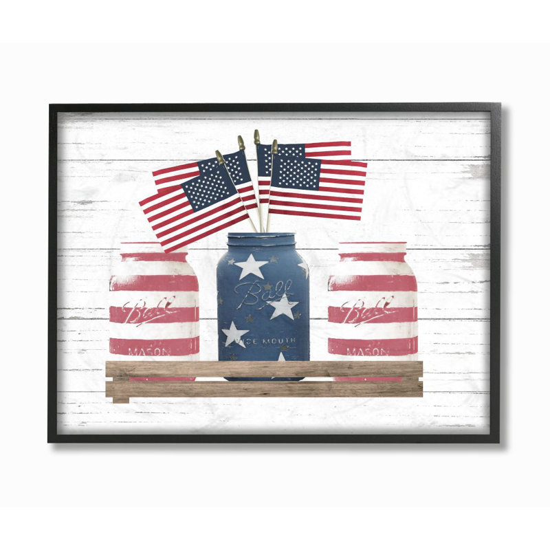 «Rustic Patriotic Jars American Pride» par Patricia Mendes, impression d'art graphique, H 11 po x l 14 po