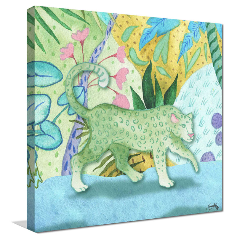 «Playful Cheetah», reproduction de peinture à l'aquarelle, H 24 po x l 24 po x P 1,5 po, Toile tendue