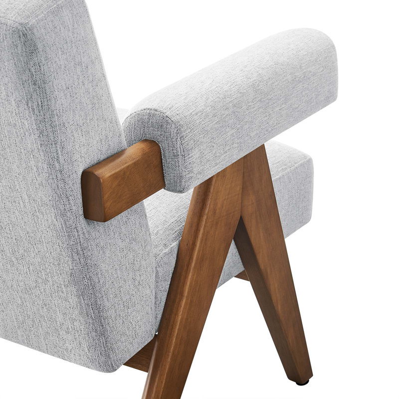 Light Gray Fabric Armchair with Manufactured Wood Frame