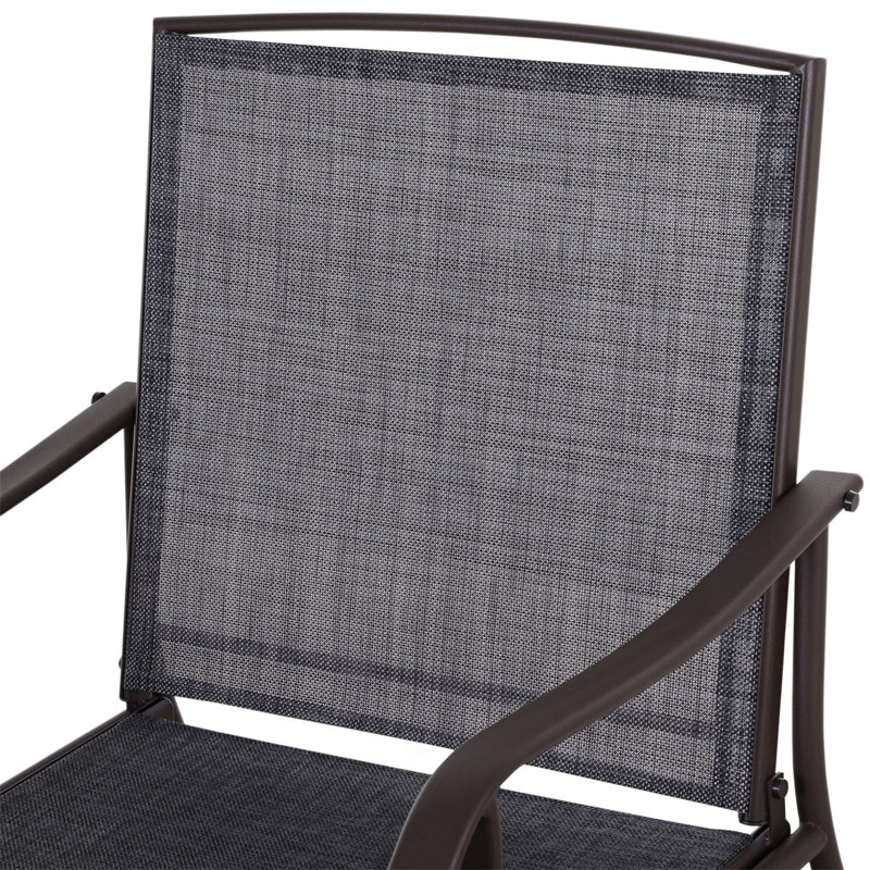 Ensemble de balançoire d'extérieur 3 pièces avec table basse en verre et assise en toile respirante, Noir