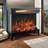 24 Inch Freestanding Electric Fireplace With 3-Sided Glass Realistic Flame Effects Remote Control & Heater