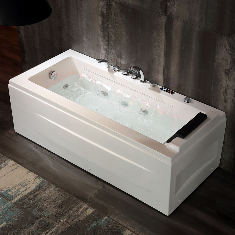 67'' x 30.3'' Alcove / Tile In Whirlpool Plastic / Acrylic Bathtub with Faucet