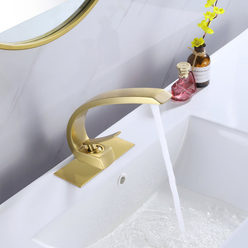 Robinet pour salle de bain à poignée simple avec couvercle 6 po, Or brossé