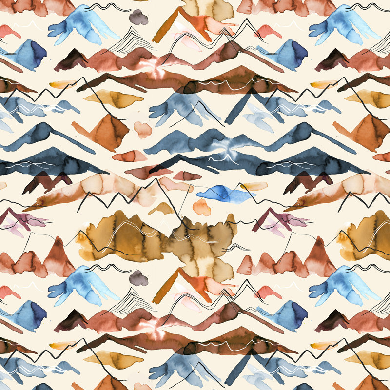 «Western Landscape Watercolr» par Ninola Design - impression sur toile tendue, H 36 po x l 36 po