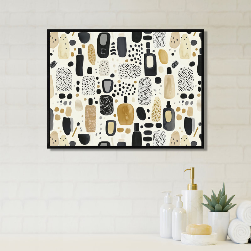 Décoration murale Boho Bathries Beige et brun I - Articles de toilette, H 34 po x l 44 po, Noir