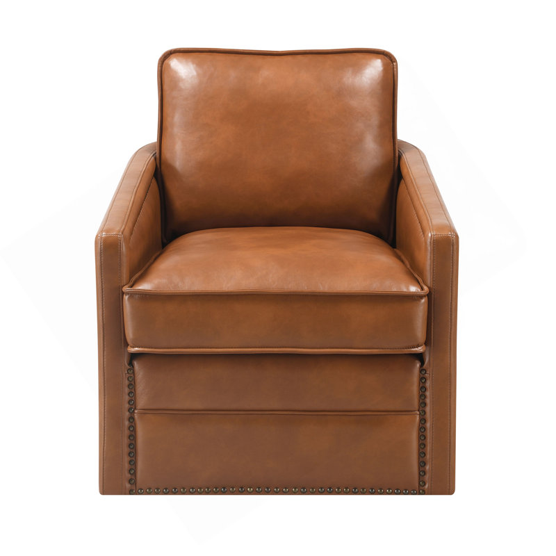 Chaise pivotante en cuir brun Rocha