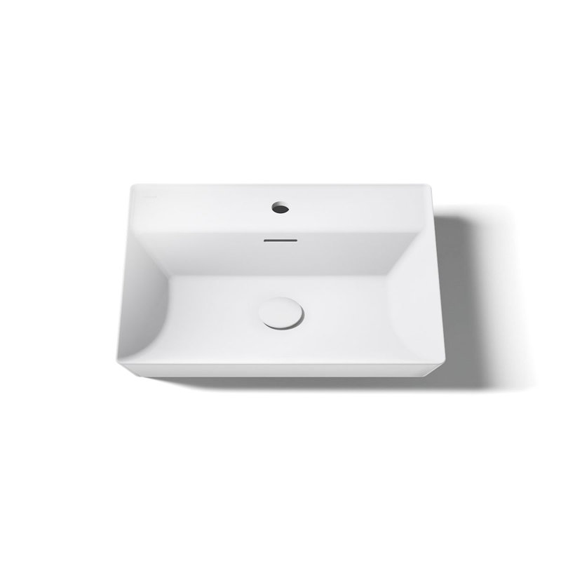 Brazn Rectangle Vessel Bathroom Sink, Honed Black, White, Single