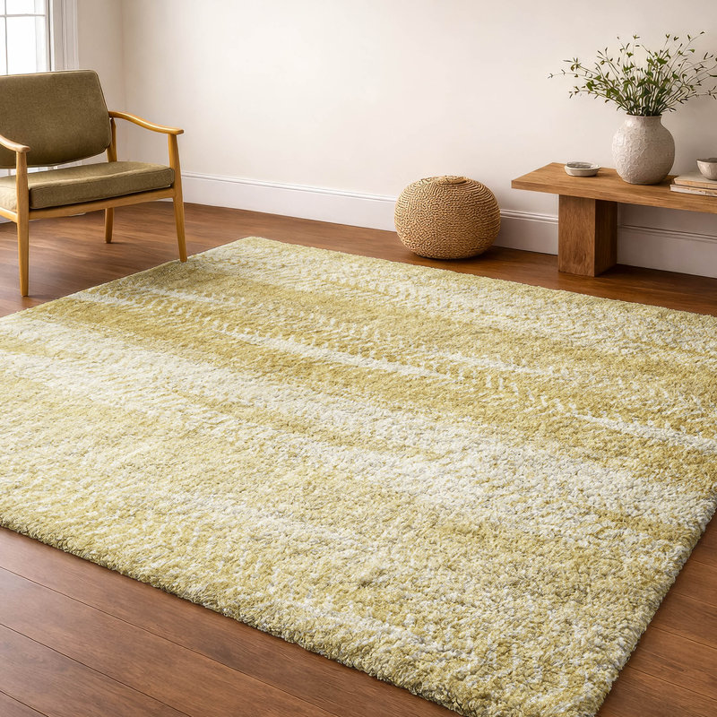 Tapis à poils longs de qualité supérieure lavable à la machine Dream ADS694, Doré, 8 pi x 10 pi