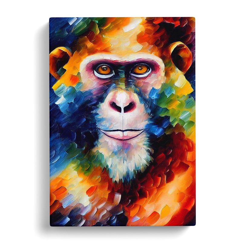 Monkey Portrait No.4 - Wrapped Canvas, 50cm H x 35cm W x 3cm D