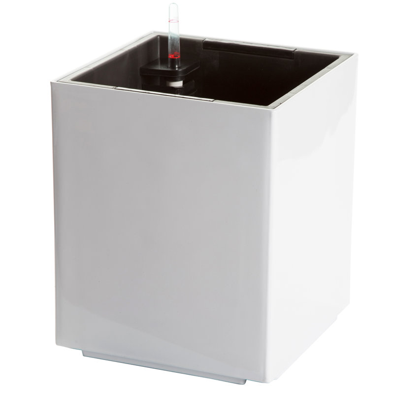 Boîte à fleurs en plastique à arrosage automatique Byrum, Blanc très luisant