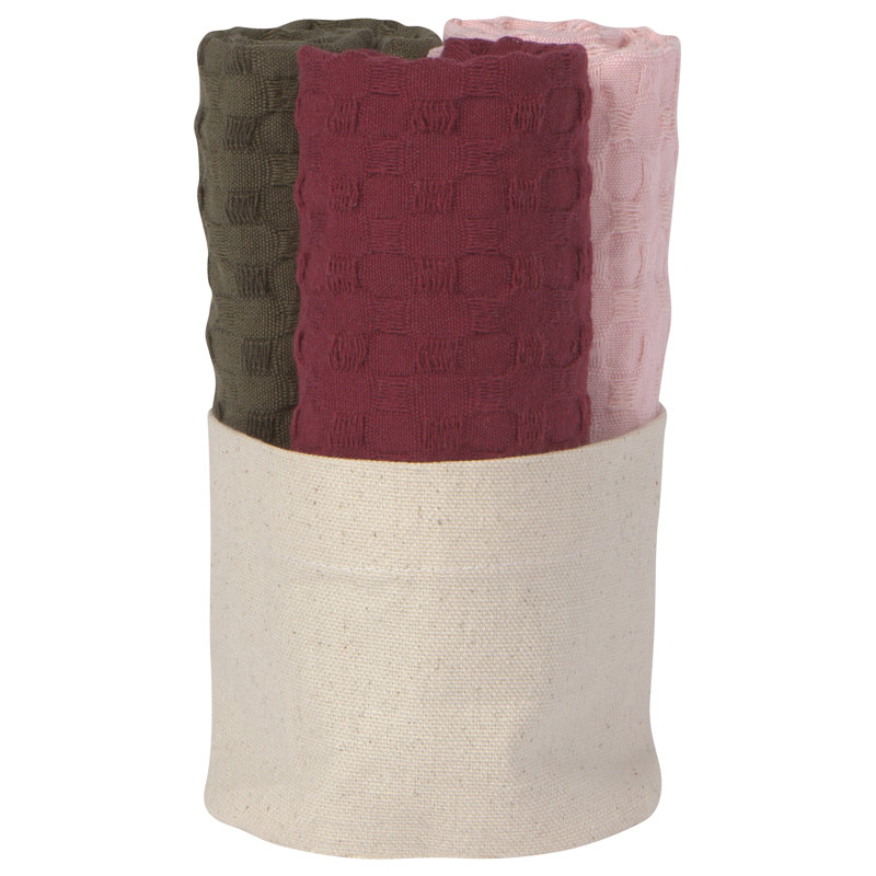 Cotton Waffle Dish Cloth Kitchen Towel, Pink
