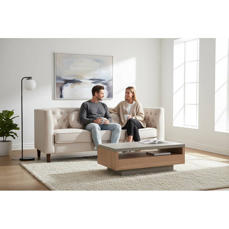 square design 81.5 wide velvet sofa, Beige
