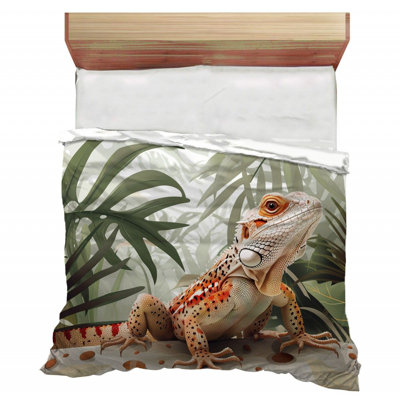 Plain Weave Muslin Iguana Bedding Wildlife Comforter Tropical lizard_12401