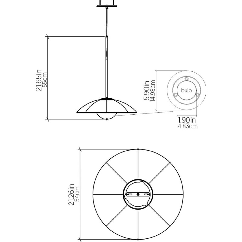 Oyster 1 - Light Pendant, 10 W, Imbuia, 118" H x 21.26" W x 21.26" D
