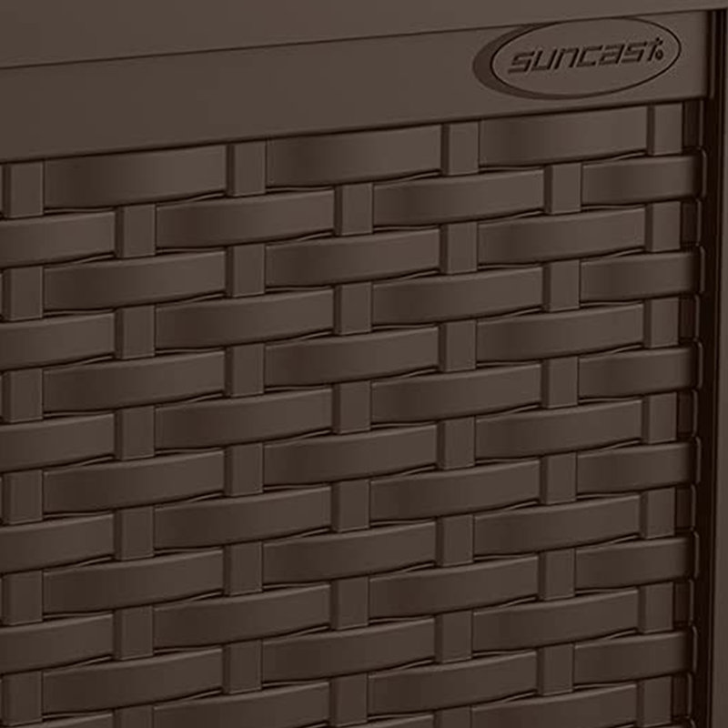 Suncast Wicker 22 Gallon Water Resistant Resin Deck Box in Java