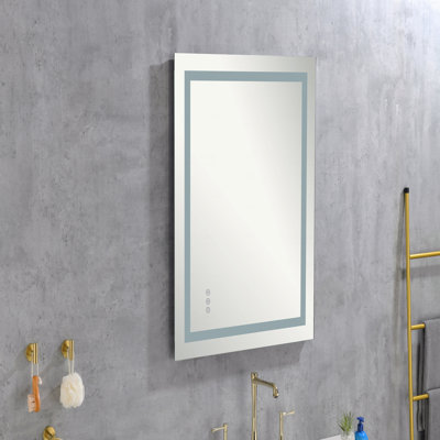 Led Bathroom Accent Mirror 40 "X  36" With Front & Backlight, Large Dimmable Wall Mirrors With Anti-Fog