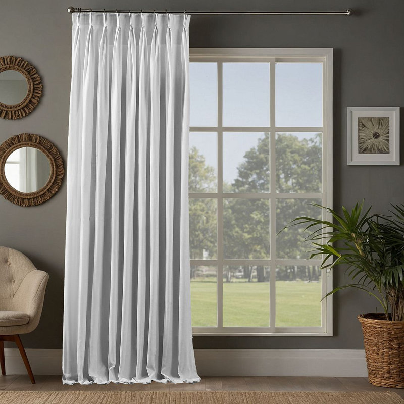 Room Darkening Single Curtain Panel, Pure White, 130cm Width x 175cm Drop