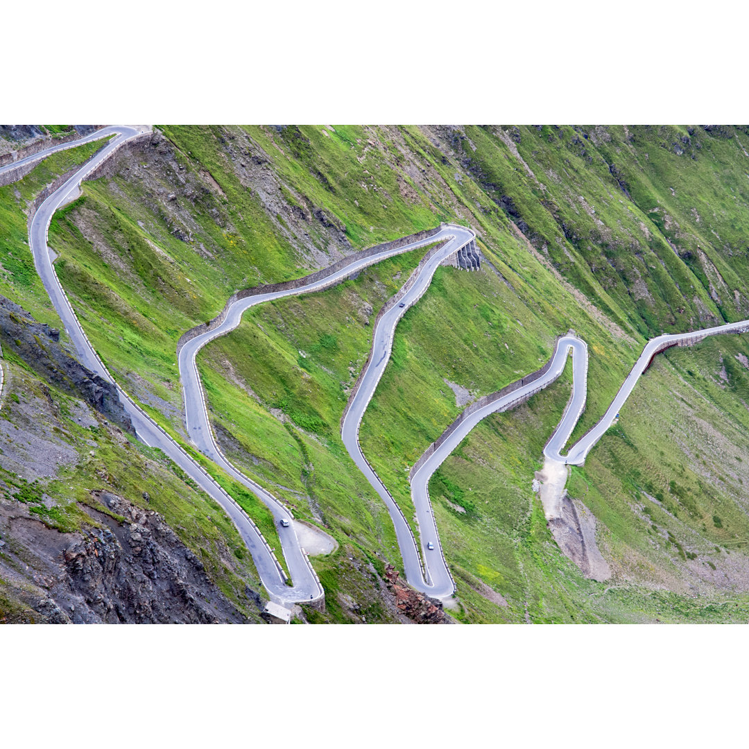 Serpentine Mountain Road von Mmeee - Wrapped Canvas Photograph