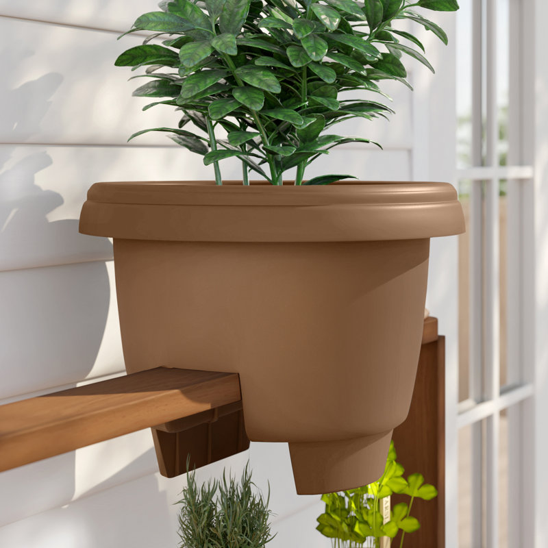 Jardinière ronde en plastique Classic Classic, Chocolat, H 9 po x l 12 po x P 12 po