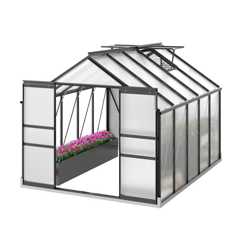 Balconera 8'W Polycarbonate Greenhouse, 122" D, Black