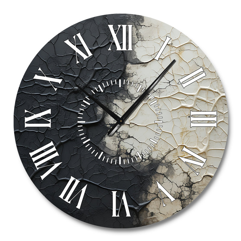 Horloge murale abstraite blanche et noire, Grand
